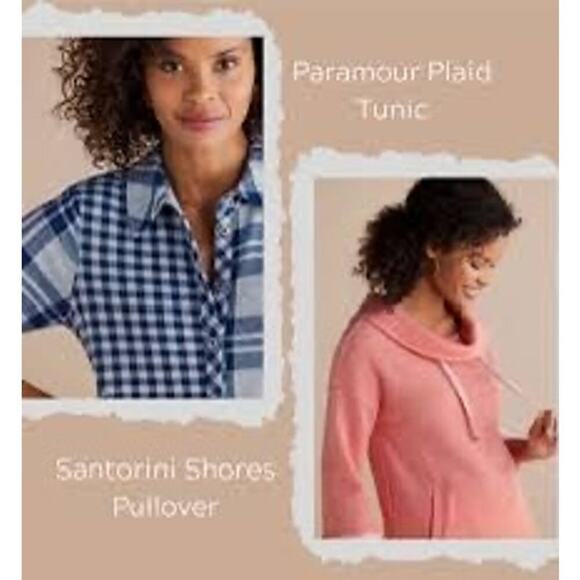 Soft Surroundings ORANGE Size Medium Santorini Shores Pullover 3/4 Sleeve - Picture 7 of 7